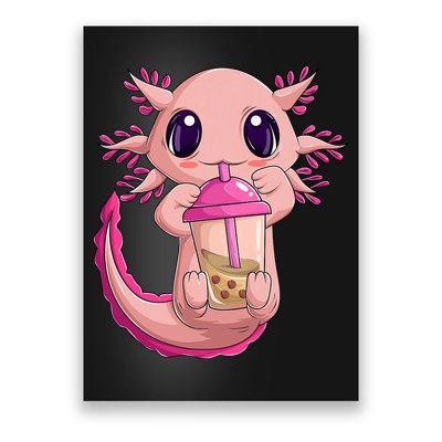 Axolotl Kawaii Anime Boba Tea Poster