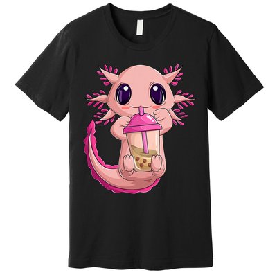 Axolotl Kawaii Anime Boba Tea Premium T-Shirt