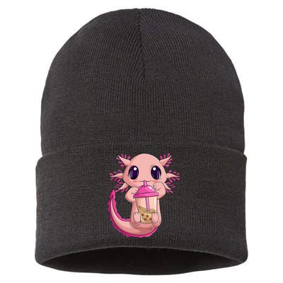 Axolotl Kawaii Anime Boba Tea Sustainable Knit Beanie