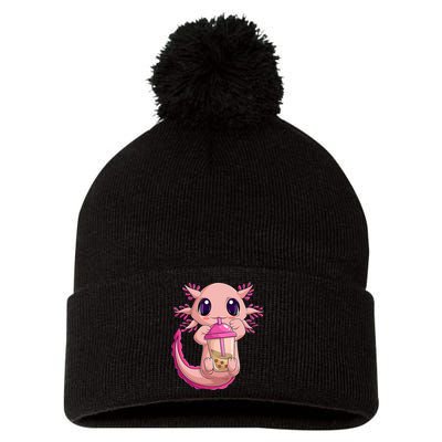 Axolotl Kawaii Anime Boba Tea Pom Pom 12in Knit Beanie