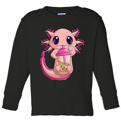 Axolotl Kawaii Anime Boba Tea Toddler Long Sleeve Shirt