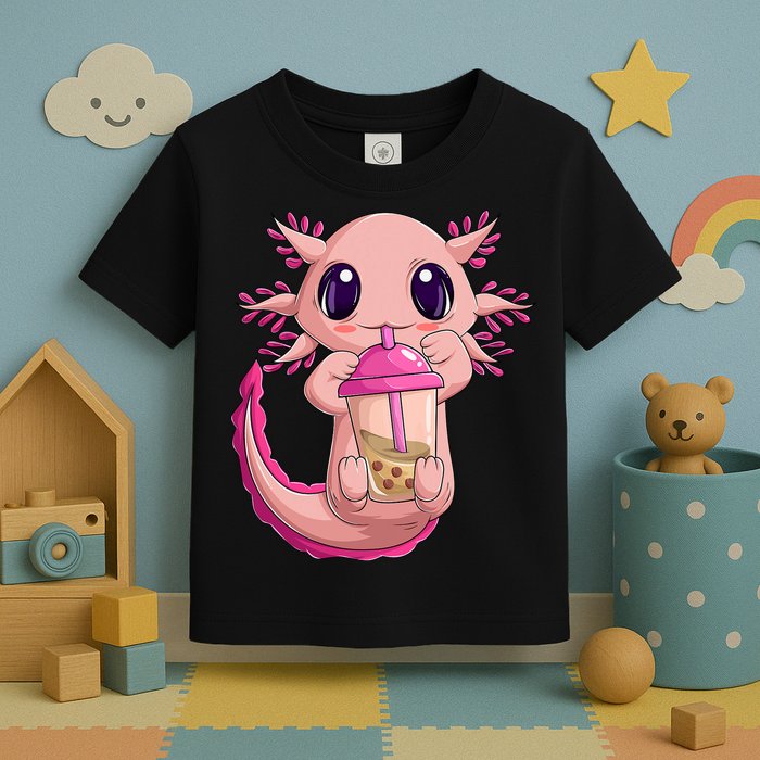 Axolotl Kawaii Anime Boba Tea Toddler T-Shirt