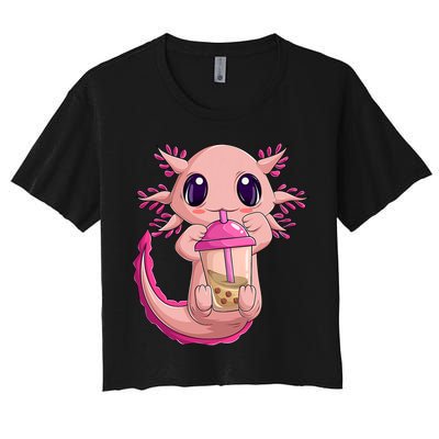 Axolotl Kawaii Anime Boba Tea Women's Crop Top Tee