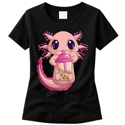 Axolotl Kawaii Anime Boba Tea Womens T-Shirt