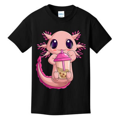 Axolotl Kawaii Anime Boba Tea Kids T-Shirt