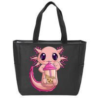 Axolotl Kawaii Anime Boba Tea Zip Tote Bag