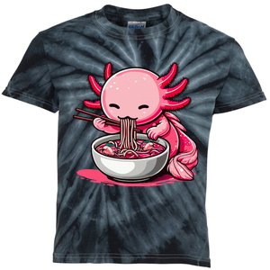 Anime Kawaii Axolotl Eating Ramen Noodles Kids Tie-Dye T-Shirt