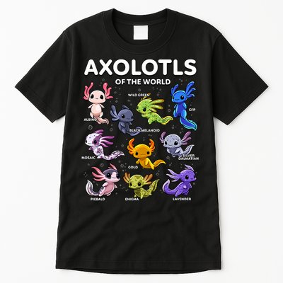 Axolotl Kawaii Axolotls Of The World Axolotl Animals Tall T-Shirt
