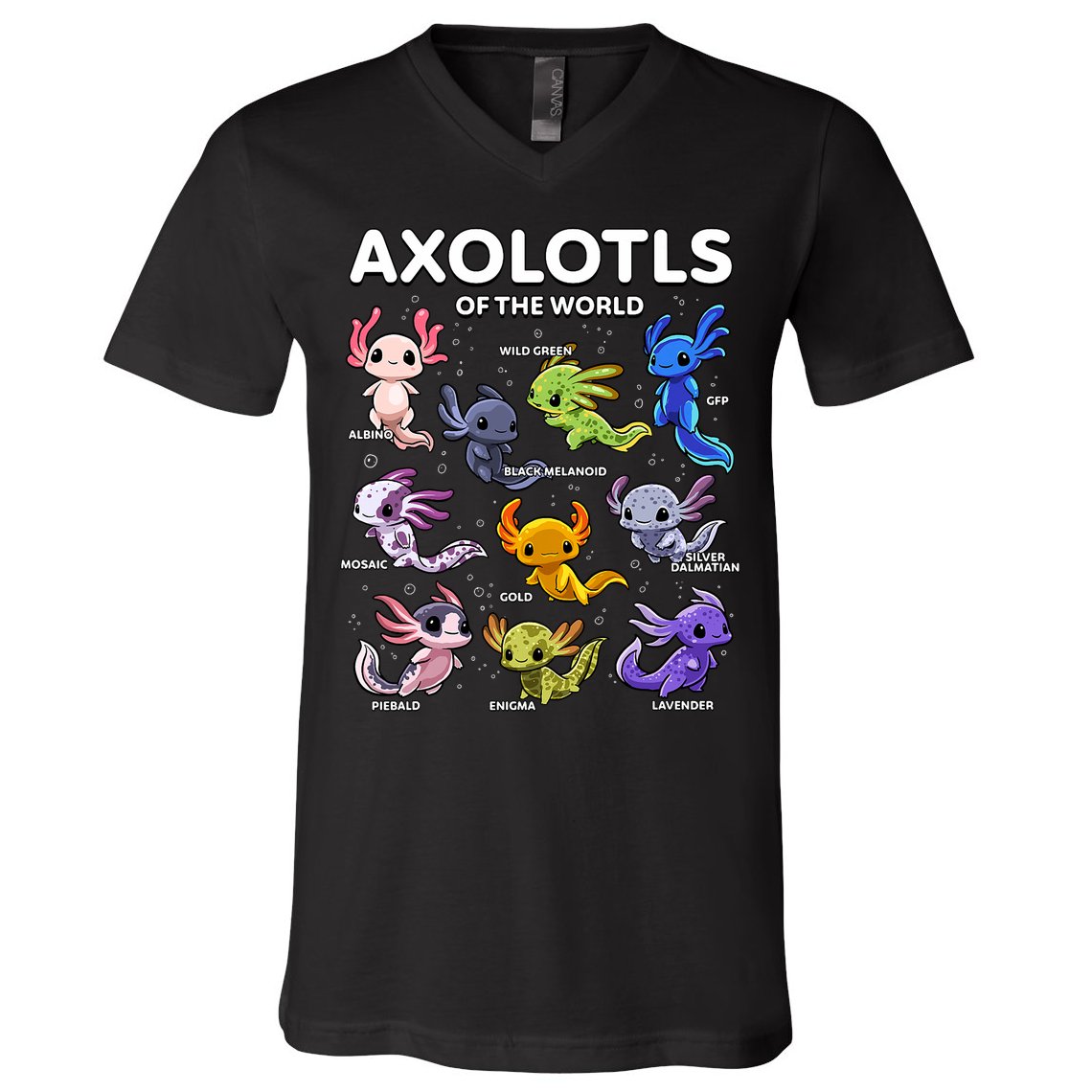 Axolotl Kawaii Axolotls Of The World Axolotl Animals V-Neck T-Shirt