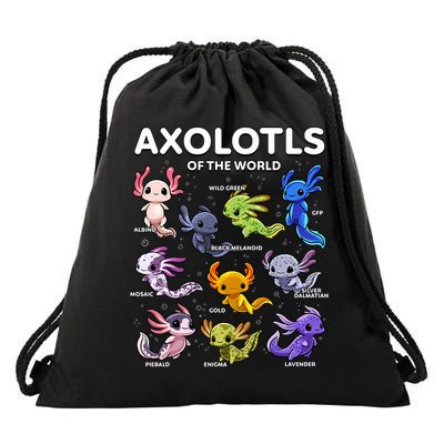 Axolotl Kawaii Axolotls Of The World Axolotl Animals Drawstring Bag