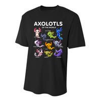 Axolotl Kawaii Axolotls Of The World Axolotl Animals Youth Performance Sprint T-Shirt