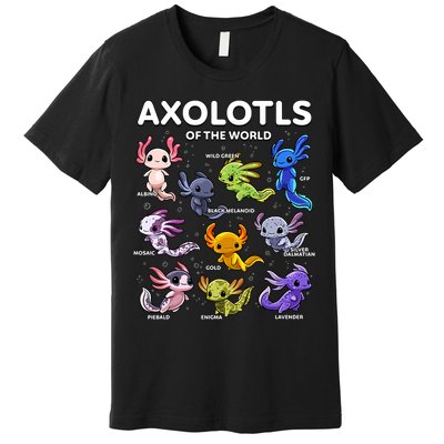 Axolotl Kawaii Axolotls Of The World Axolotl Animals Premium T-Shirt