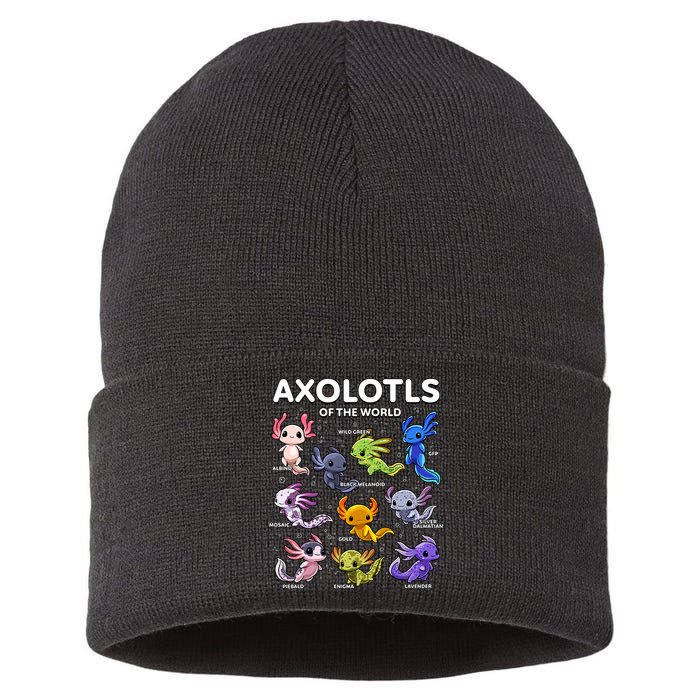 Axolotl Kawaii Axolotls Of The World Axolotl Animals Sustainable Knit Beanie