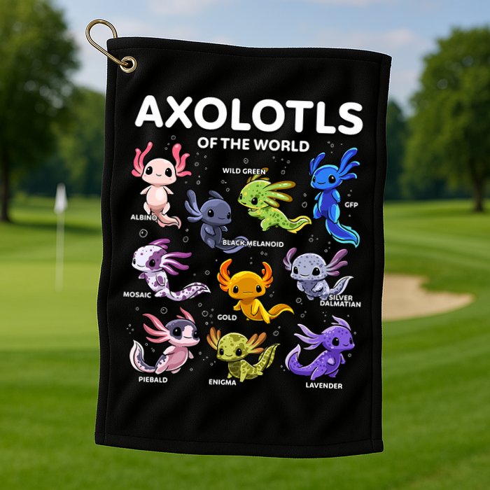 Axolotl Kawaii Axolotls Of The World Axolotl Animals Golf Towel