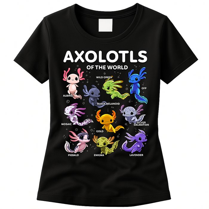 Axolotl Kawaii Axolotls Of The World Axolotl Animals Womens T-Shirt