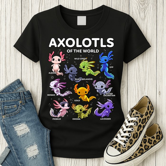 Axolotl Kawaii Axolotls Of The World Axolotl Animals Womens T-Shirt