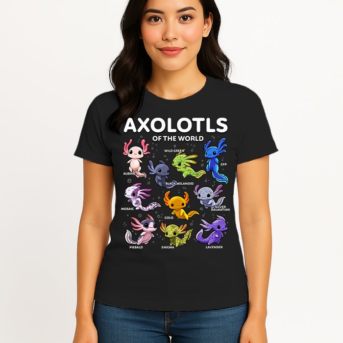 Axolotl Kawaii Axolotls Of The World Axolotl Animals Womens T-Shirt