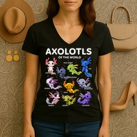 Axolotl Kawaii Axolotls Of The World Axolotl Animals Women's V-Neck T-Shirt
