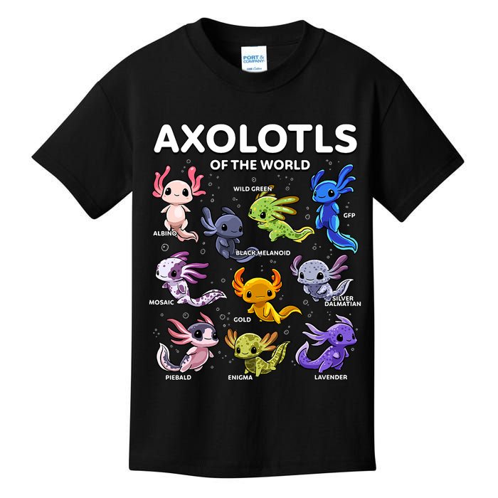 Axolotl Kawaii Axolotls Of The World Axolotl Animals Kids T-Shirt