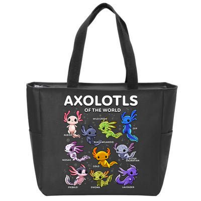 Axolotl Kawaii Axolotls Of The World Axolotl Animals Zip Tote Bag