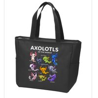 Axolotl Kawaii Axolotls Of The World Axolotl Animals Zip Tote Bag
