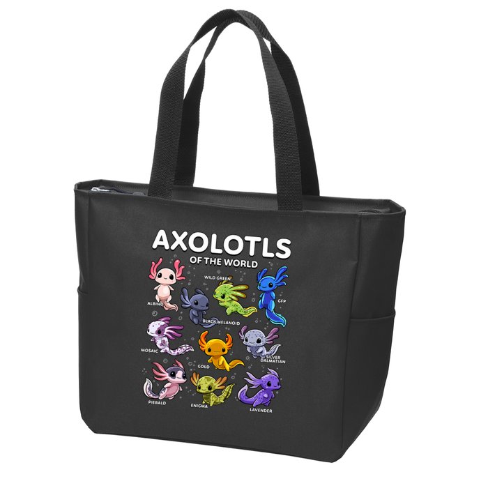 Axolotl Kawaii Axolotls Of The World Axolotl Animals Zip Tote Bag