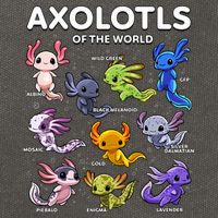 Axolotl Kawaii Axolotls Of The World Axolotl Animals Cotton Canvas Backpack