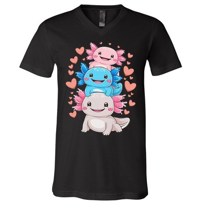 Axolotl Kawaii Anime Cute Axolotls V-Neck T-Shirt