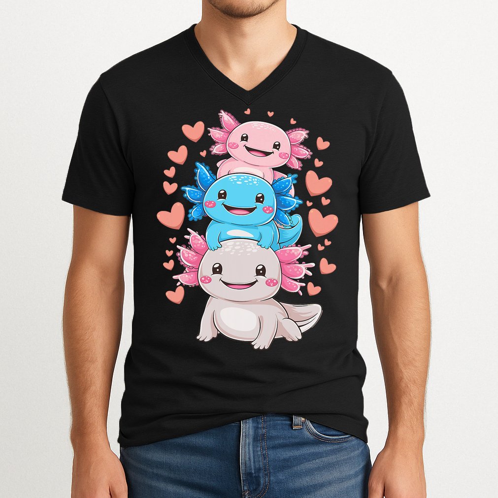 Axolotl Kawaii Anime Cute Axolotls V-Neck T-Shirt
