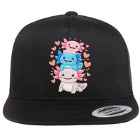 Axolotl Kawaii Anime Cute Axolotls Flat Bill Trucker Hat