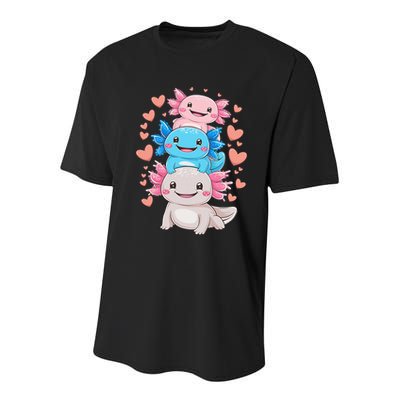 Axolotl Kawaii Anime Cute Axolotls Youth Performance Sprint T-Shirt