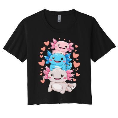 Axolotl Kawaii Anime Cute Axolotls Women's Crop Top Tee