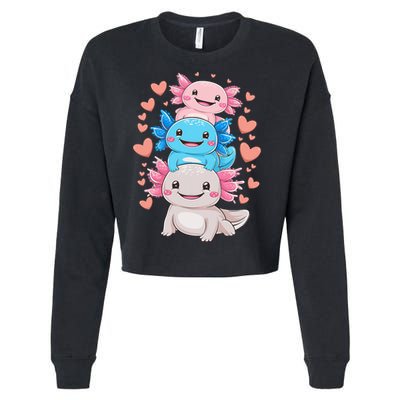 Axolotl Kawaii Anime Cute Axolotls Cropped Pullover Crew