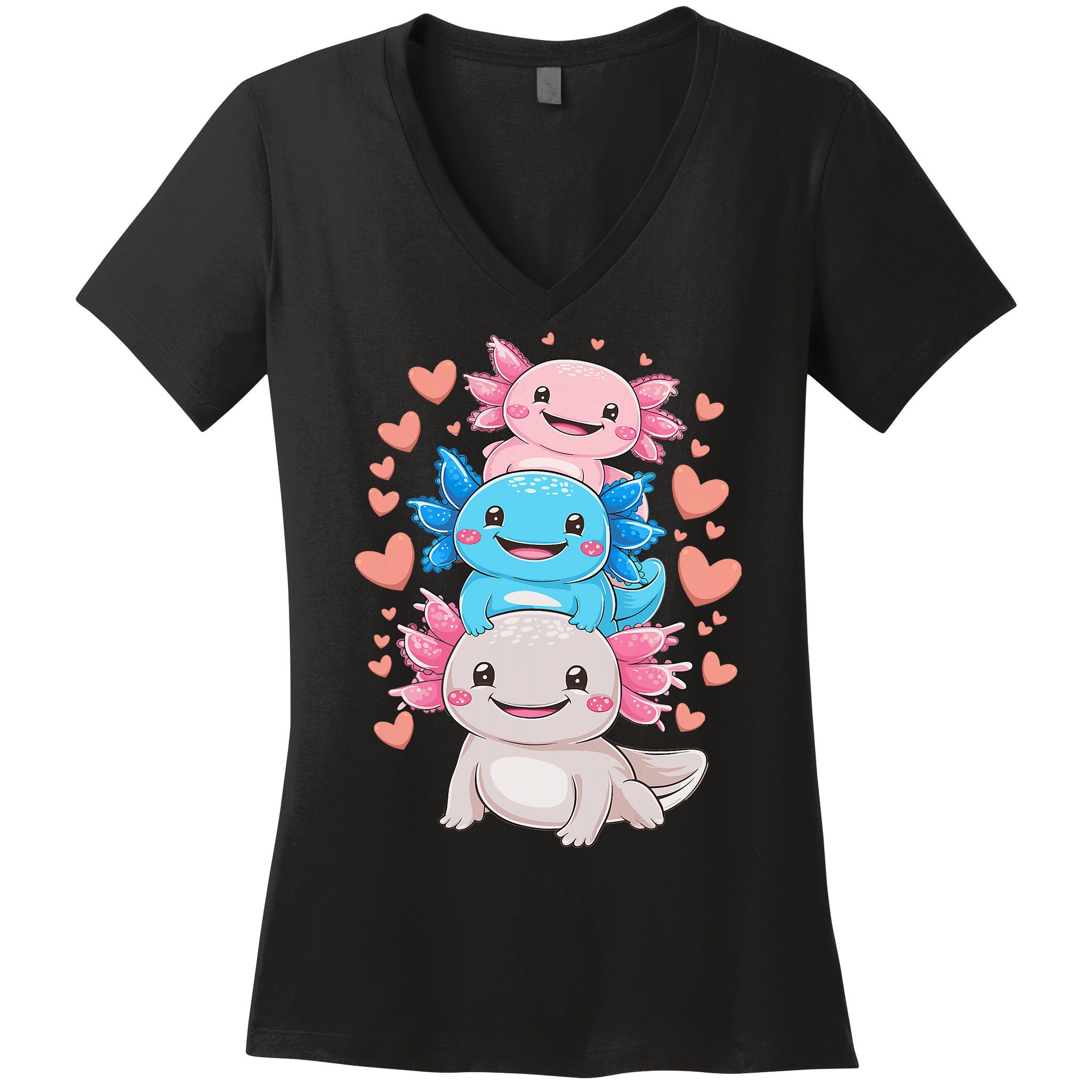 Axolotl Kawaii Anime Cute Axolotls Women's V-Neck T-Shirt