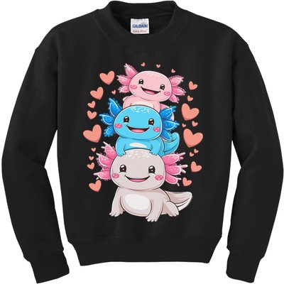 Axolotl Kawaii Anime Cute Axolotls Kids Sweatshirt