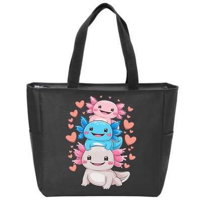 Axolotl Kawaii Anime Cute Axolotls Zip Tote Bag