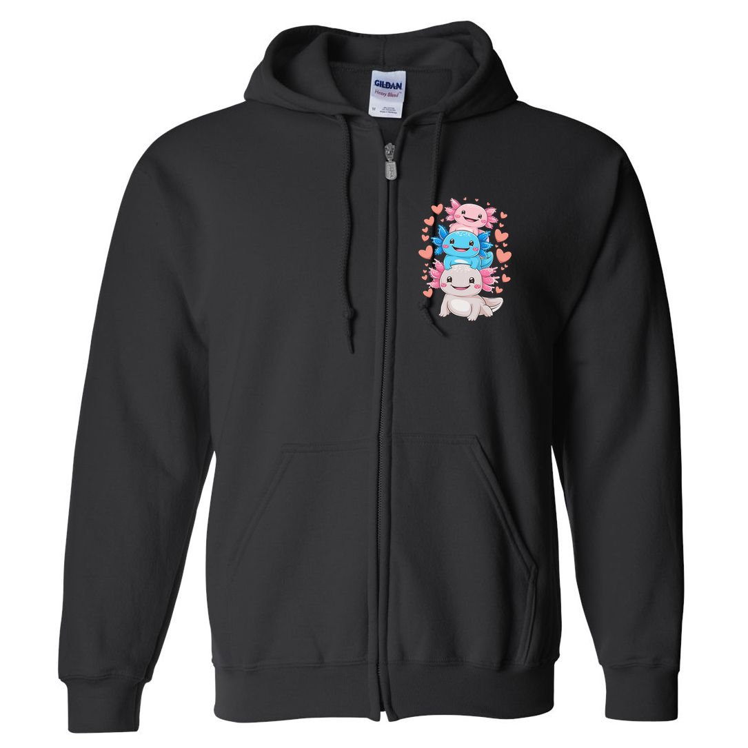 Axolotl Kawaii Anime Cute Axolotls Full Zip Hoodie