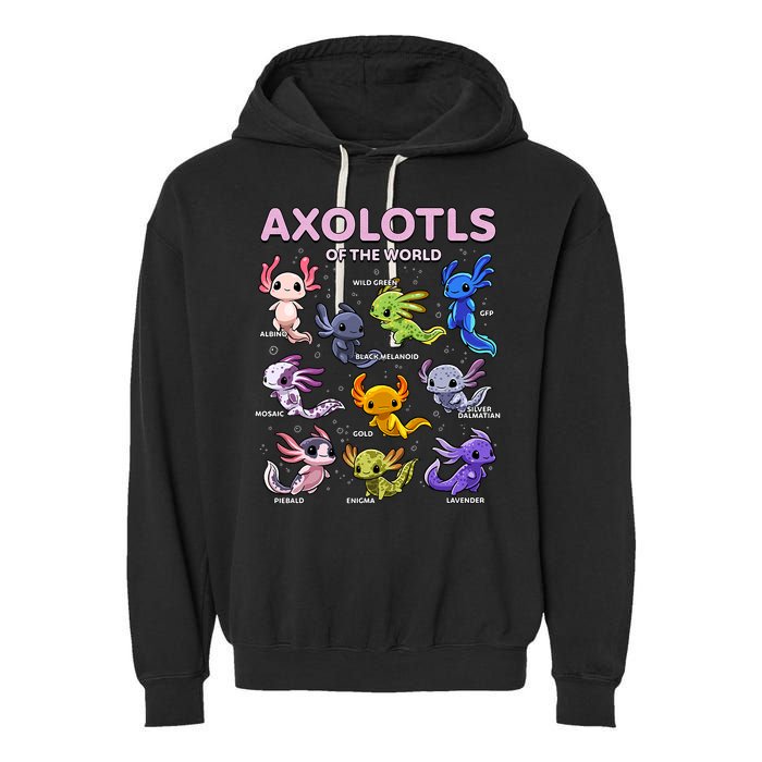 Axolotl Kawaii Axolotls Of The World Axolotl Animals Garment-Dyed Fleece Hoodie