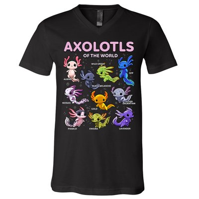 Axolotl Kawaii Axolotls Of The World Axolotl Animals V-Neck T-Shirt