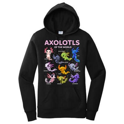 Axolotl Kawaii Axolotls Of The World Axolotl Animals Women's Pullover Hoodie