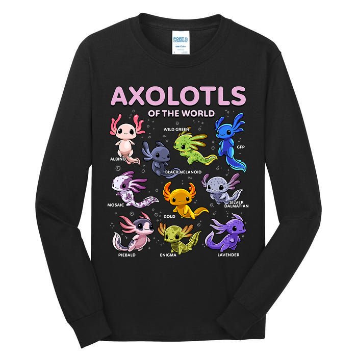 Axolotl Kawaii Axolotls Of The World Axolotl Animals Tall Long Sleeve T-Shirt