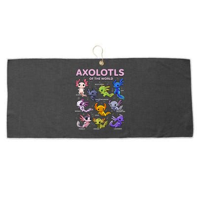 Axolotl Kawaii Axolotls Of The World Axolotl Animals Large Microfiber Waffle Golf Towel
