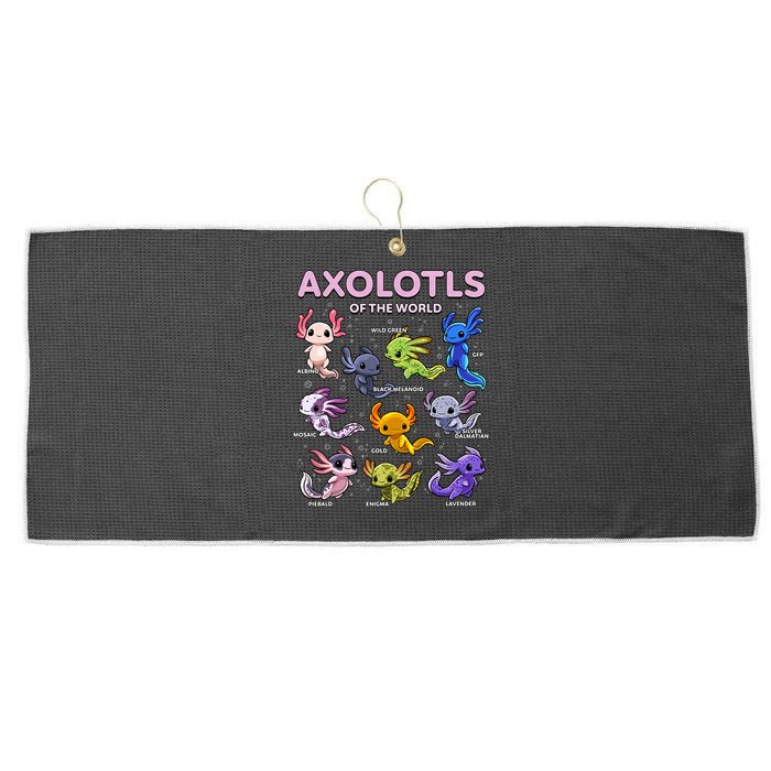 Axolotl Kawaii Axolotls Of The World Axolotl Animals Large Microfiber Waffle Golf Towel