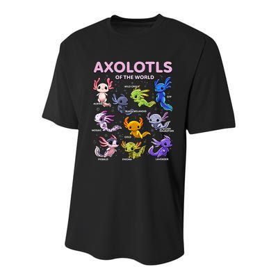 Axolotl Kawaii Axolotls Of The World Axolotl Animals Youth Performance Sprint T-Shirt