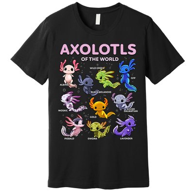 Axolotl Kawaii Axolotls Of The World Axolotl Animals Premium T-Shirt