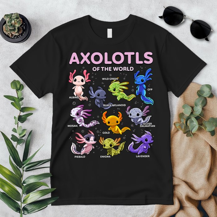Axolotl Kawaii Axolotls Of The World Axolotl Animals Premium T-Shirt