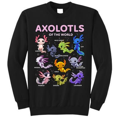 Axolotl Kawaii Axolotls Of The World Axolotl Animals Tall Sweatshirt