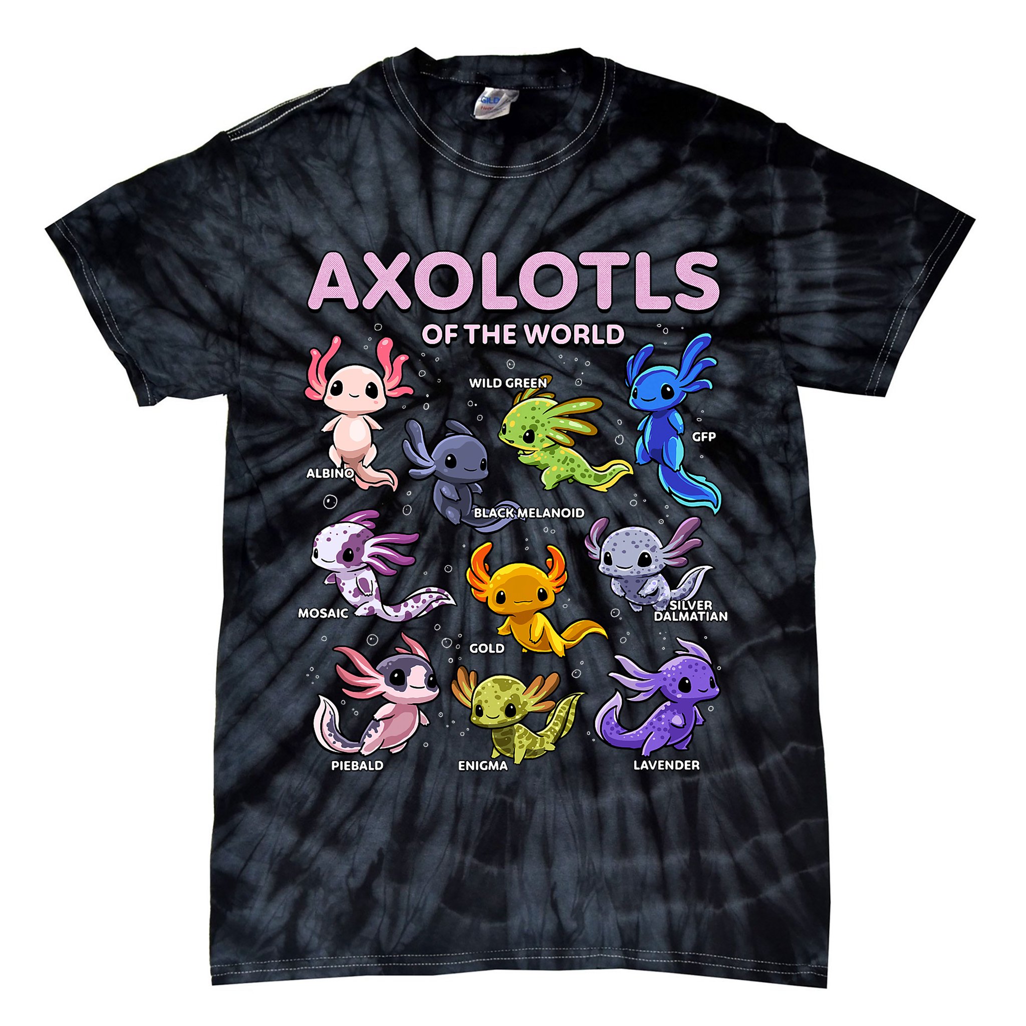 Axolotl Kawaii Axolotls Of The World Axolotl Animals Tie-Dye T-Shirt