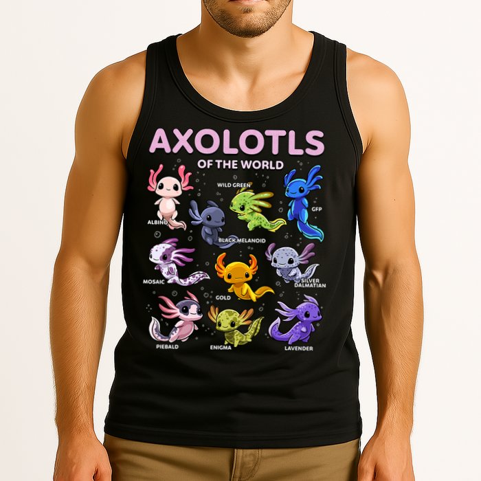 Axolotl Kawaii Axolotls Of The World Axolotl Animals Tank Top
