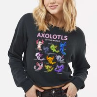 Axolotl Kawaii Axolotls Of The World Axolotl Animals Cropped Pullover Crew
